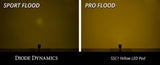 Diode Dynamics Stage Series C1 LED Pod Sport - Yellow Flood Flush ABL Each