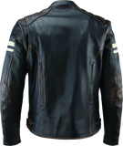 River Road Hoodlum Vintage Leather Jacket Black - Small