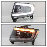 Spyder 11-13 Jeep Grand Cherokee (Xenon/HID Model Only) Light Bar Projector Headlights - Black