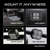 Diode Dynamics Stage Series SXS Rock Light Installer Kit - White Diffused M8 (4-pack)