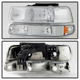 xTune Chevy Tahoe 00-06 Amber Crystal Headlights w/ Bumper Lights Chrome HD-JH-CSIL99-SET-AM-C