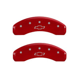 MGP 4 Caliper Covers Engraved Front & Rear Bowtie Red Finish Silver Char 2016 Chevrolet SS