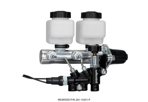 Wilwood Tandem Remote M/C Kit w L/H Bracket & Prop Valve - 1in Bore Ball Burnished