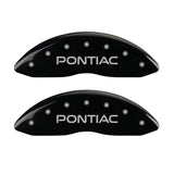 MGP 4 Caliper Covers Engraved Front Pontiac Engraved Rear GXP Black finish silver ch