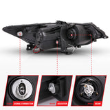 ANZO 2009-2012 Acura TSX Projector Headlights w/ Halo Black (CCFL) (HID Compatible)