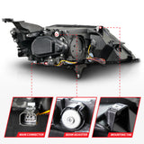 ANZO 14-20 Chevrolet Impala Square Projector LED Bar Headlights w/ Black Housing
