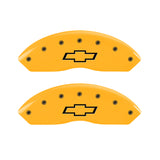 MGP 4 Caliper Covers Engraved F & R Bowtie Yellow Finish Black Char 2014 Chevrolet Express 2500