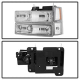 xTune Chevy Suburban 94-98 Headlights w/ Corner & Parking Lights 8pcs Chrome HD-JH-CCK88-AM-C-SET