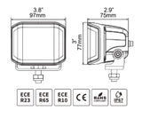 Go Rhino Xplor Blackout Combo Series Cube Sideline LED Spot Lights w/ Amber 4x3 - Blk (Pair)