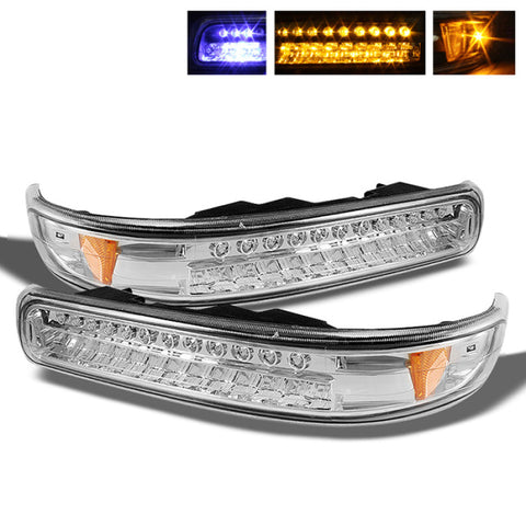 xTune Chevy Silverado 99-02 LED Amber Bumper Lights Chrome CBL-CS99-LED-E