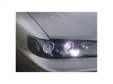 Spyder Honda Accord 94-97 1PC Projector Headlights LED Halo Amber Reflector Blk PRO-YD-HA94-AM-BK