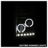 Spyder Ford Super Duty 11-16 Projector Headlights LED Halo DRL All Black PRO-YD-FS11-HL-BKV2