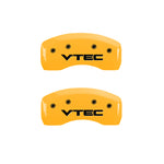 MGP 4 Caliper Covers Engraved Front & Rear Vtech Yellow Finish Black Char 2008 Acura TL