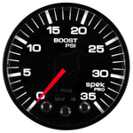 Autometer Spek-Pro Gauge Boost 2 1/16in 35psi Stepper Motor W/Peak & Warn Black/Black