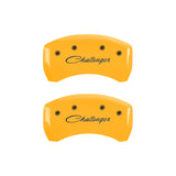 MGP 4 Caliper Covers Engraved Front & Rear Cursive/Challenger Yellow finish black ch