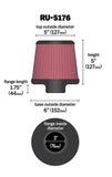 K&N Universal Rubber Filter-Round Tapered 3in Flange ID x 6in Base OD x 6in Top OD x 5in H