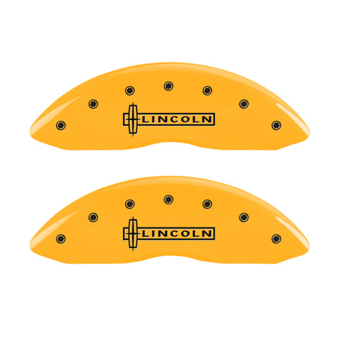 MGP 4 Caliper Covers Engraved Fr Lincoln Rr Star Logo Yellow Finish Black Char 2003 Lincoln Town Car