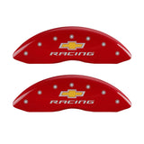 MGP 4 Caliper Covers Engraved Front & Rear Chevy Racing Red Finish Silver Char 2016 Chevrolet SS