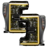 Oracle 17-19 Ford F-250 SD Dynamic Pre-Assembled Headlights - Halogen - Black Edition -