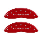 MGP 4 Caliper Covers Engraved Front & Rear With out stripes/Avenger Red finish silver ch