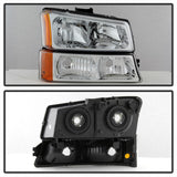 xTune Chevy Silverado 2500HD 03-06 Crystal Headlights w/ Bumper Lights Chrome HD-JH-CSIL03-AM-C-SET