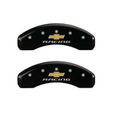 MGP 4 Caliper Covers Engraved Front & Rear Chevy Racing Black Finish Silver Char 2016 Chevrolet SS