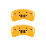 MGP 4 Caliper Covers Engraved Front JEEP Engraved Rear JEEP Grill logo Yellow finish black ch