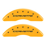 MGP 4 Caliper Covers Engraved Front C6/Corvette Engraved Rear C6/Z06 Yellow finish black ch