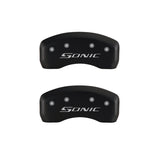 MGP 4 Caliper Covers Engraved Front & Rear Sonic Red finish silver ch