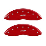 MGP Front set 2 Caliper Covers Engraved Front MGP Red finish silver ch