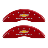 MGP 4 Caliper Covers Engraved Front & Rear Chevy Racing Red Finish Silver Char 2016 Chevrolet Camaro