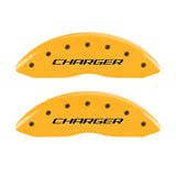 MGP 4 Caliper Covers Engraved Front & Rear Block/Charger Yellow finish black ch