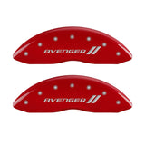 MGP 4 Caliper Covers Engraved Front & Rear With stripes/Avenger Red finish silver ch
