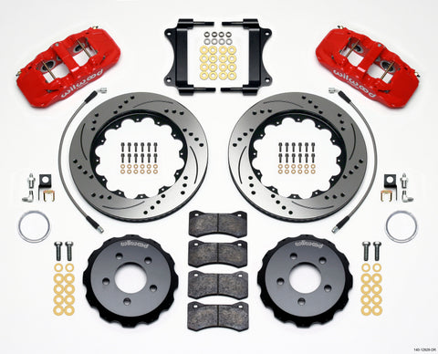 Wilwood AERO6 Front Hat Kit 14.25 Drilled Red 2008-2009 Pontiac G8 w/Lines