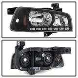 xTune Dodge Charger 06-10 1Pc LED Crystal Headlights Black HD-ON-DCH05-1PC-LED-BK