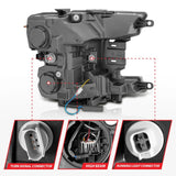 ANZO 18-20 Ford F-150 Full Led Projector Smoke Bar Style Headlights Black Amber