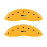 MGP 2 Caliper Covers Engraved Front MGP Yellow Finish Black Char 2005 Chevy Silverado 1500