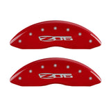 MGP 4 Caliper Covers Engraved Front C6/Corvette Engraved Rear C6/Z06 Red finish silver ch