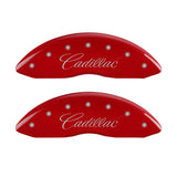 MGP 4 Caliper Covers Engraved Front & Rear Cursive/Cadillac Red finish silver ch