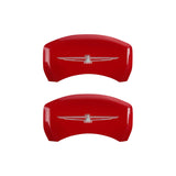 MGP 4 Caliper Covers Engrvd Front No bolts/Tbird Engrvd Rear/Tbird Emblem Red fnsh slvr ch